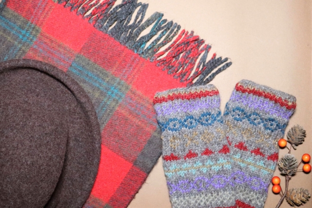 冬のマフラー、帽子、手袋